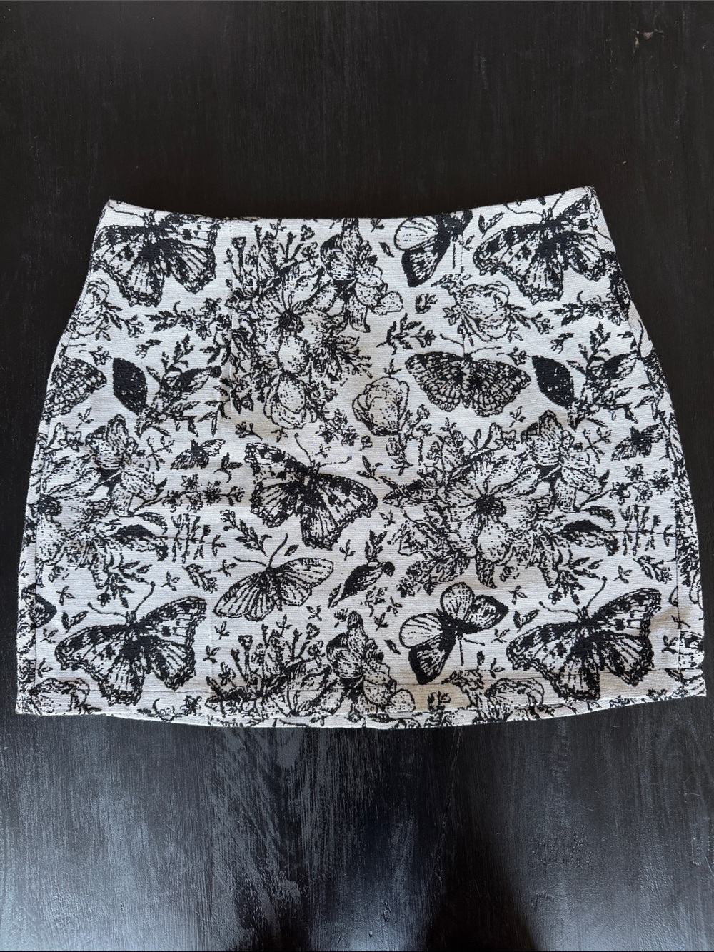 Black & White Butterfly Floral Mini Skirt